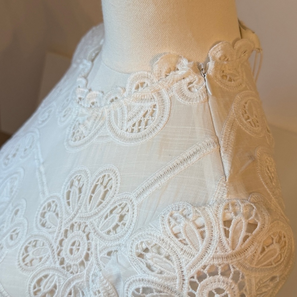 Zimmermann White Long-Sleeve Eyelet Lace Midi Dress - Picture 7 of 15